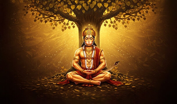 Lord Hanuman chanting the holy name of RAM in eternal devotion